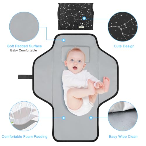 Baby Portable Changing Pad Travel (Black-Star)