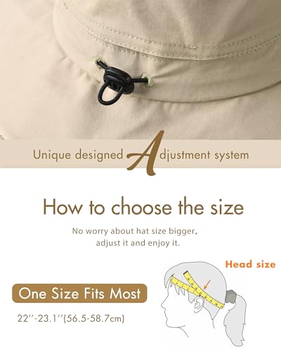 Womens Sun Hat with Ponytail Hole Cotton Shapeable Wide Brim (Medium-Large / 02light Khaki)