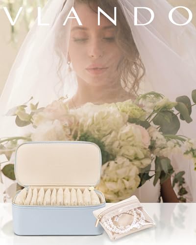 Travel Jewelry Box with Clear 12 Velvet Bags (12PCS-Baby Blue)