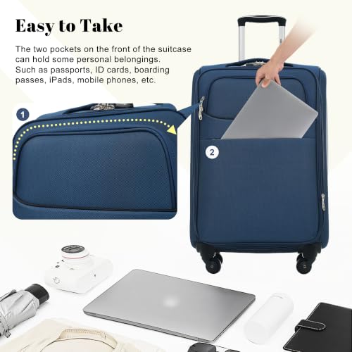 4 Piece Expandable Luggage Set (Softside Luggage(22/26/30) / Deep Blue+18IN)
