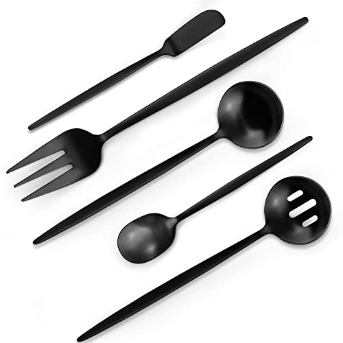 Matte Black Serving Silverware Set (Matte Black)