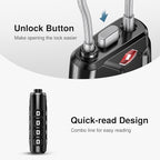 1 Pack TSA Approved Luggage Locks 4 Digit Code Cable Lock Black (Basic Black)