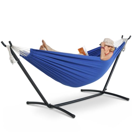 Double Hammock with 9ft Space (Black Frame- Blue)