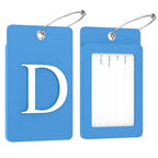 2 Pack Initial Luggage Tags for Suitcases Airplane Travel Essentials (Large D / Blue)