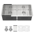 36 Double Bowl Kitchen Sink Undermount 16 Gauge Stainless Steel (Stainless Steel / 36''x19''-50/50)