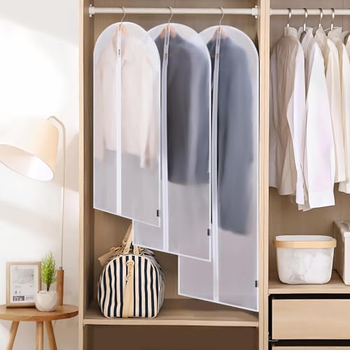 6PK Garment Bags for Hanging Clothes (40" 6PK / White-Translucent)