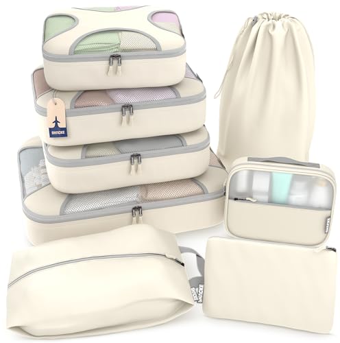 8 Set Packing Cubes for Travel (8 Set - Sand / Set of 8)