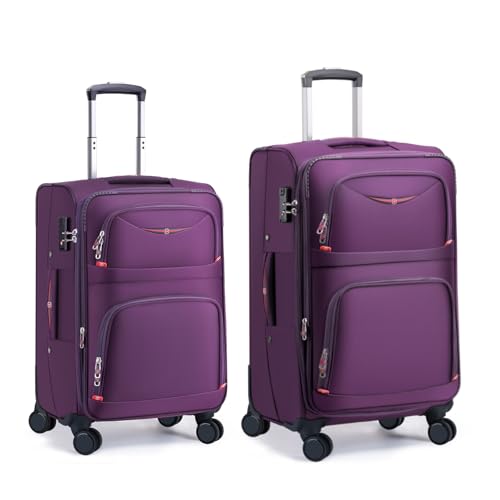 Softside Expandable Luggage with 4 Spinner Wheels (Purple / 2-Piece Set (21/25))