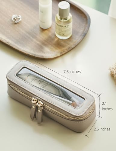 Clear Makeup Brush Bag Travel Cosmetic Case Transparent Zipper Toiletry Bag Organizer for Traveling (Stone / Minimalist)