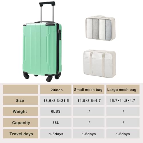 Carry on Luggage Set (Creamy Green / 20 Inch Set)