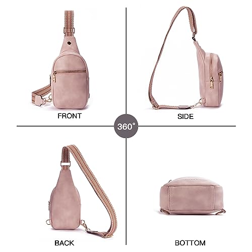 Sling Bag for Women Vegan Leather Small Fanny Pack Crossbody Bags Chest Bag for Women Pink (2-pink)