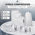 8 Piece Compression Packing Cubes Set (White)
