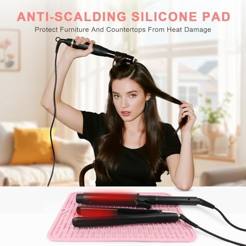 Oversize Silicone Heat Resistant Mat for Hair Tools (Pink)