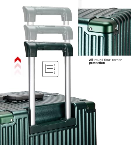 Super Large Aluminum Frame Checked Zipperless Luggage (A4-Forest green / 30in)