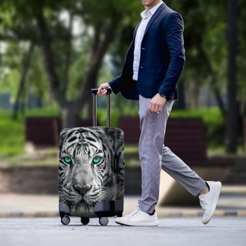 Tiger Animal 3D Printed Travel Luggage Suitcase Cover 26 (L(for 26-29 inch luggage) / White Tiger)
