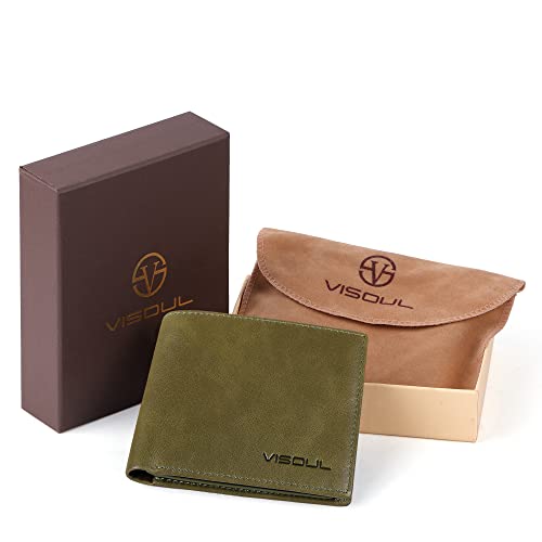 Men's Bifold Wallet with 2 ID Windows (Olive Green)