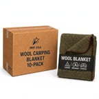 JMR Wool Camping Blanket 10 (Olive Green / 66x90 - 10 Pack)