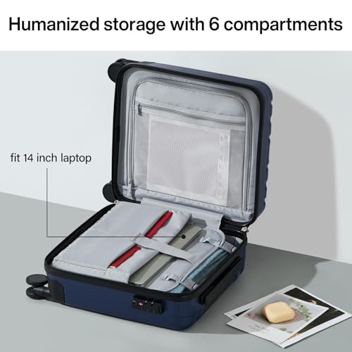 16 inch Underseat Carry on Suitcases with Wheels (16 Inch / Dark Blue)