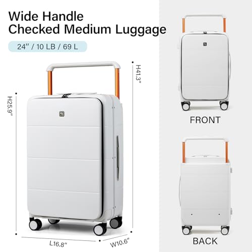 Top Opening 24 Inch Checked Luggage (Smoke White / 24 Inch)