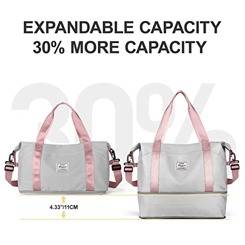 GreyPink Travel Duffel Gym Tote Bag (A97-greypink-expandable / X-large)
