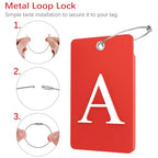 2 Pack Initial Luggage Tags for Suitcases Airplane Travel Essentials (Large A / Red)