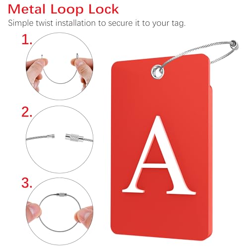 2 Pack Initial Luggage Tags for Suitcases Airplane Travel Essentials (Large A / Red)