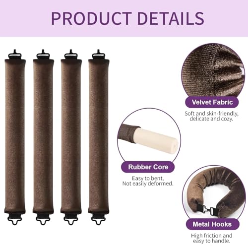 Heatless Curls Overnight Hair Curlers (Brown(Pack of 4))