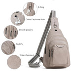 10L Crossbody Sling Bag for Women Men Anti Theft Cross Body Fanny Pack Belt Bag Purse Gifts for Women Faux Leather (10L / 10l-light Grey)