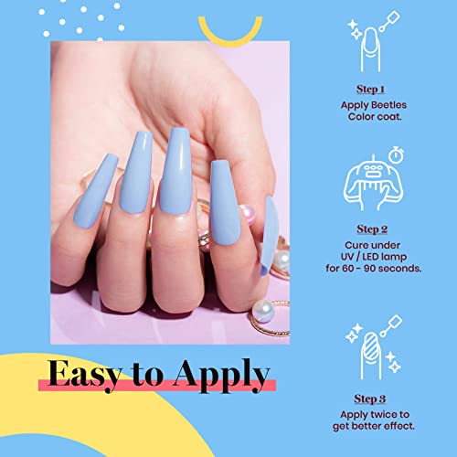 Beetles Blue Gel Nail Polish 15ML Soak Off UV Gel for Pastel Nail Art (D - Creme Blue | Light Blue)