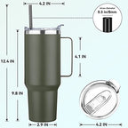 40 oz Stainless Steel Tumbler with Handle (Army Green / 40 Ounces-8)