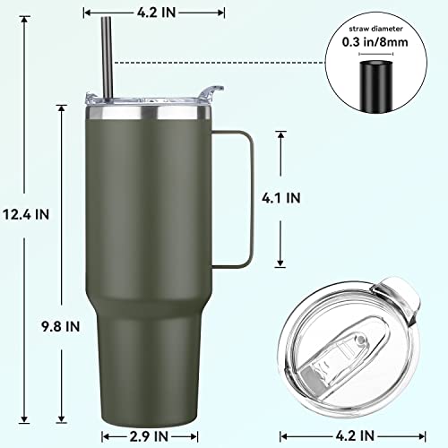 40 oz Stainless Steel Tumbler with Handle (Army Green / 40 Ounces-4)
