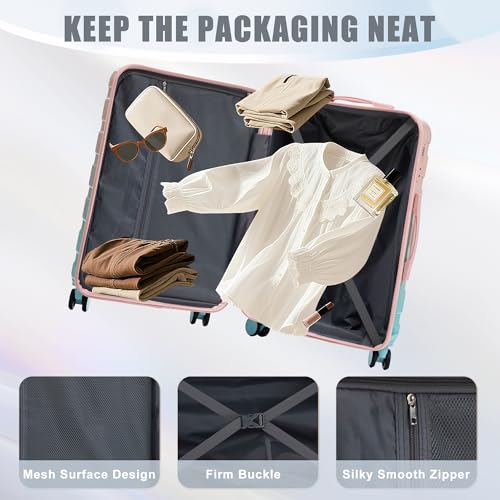 3 Piece Luggage Sets (Pink+Blue)