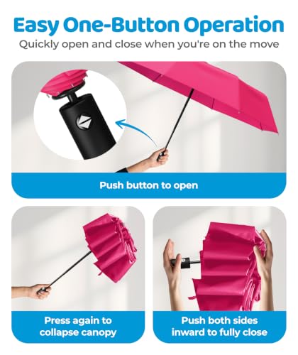 Windproof Compact Umbrellas for Rain (E. Pink (1 Pack))