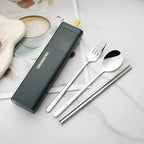 Travel Utensils with Case (Dark Green)