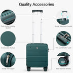 Underseat Carry On Luggage with Wheels (Blackish Green / 16 Inch)