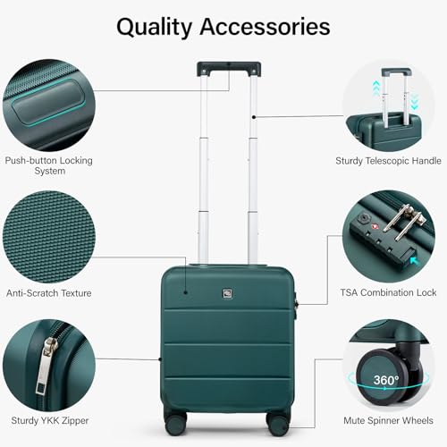 Underseat Carry On Luggage with Wheels (Blackish Green / 16 Inch)