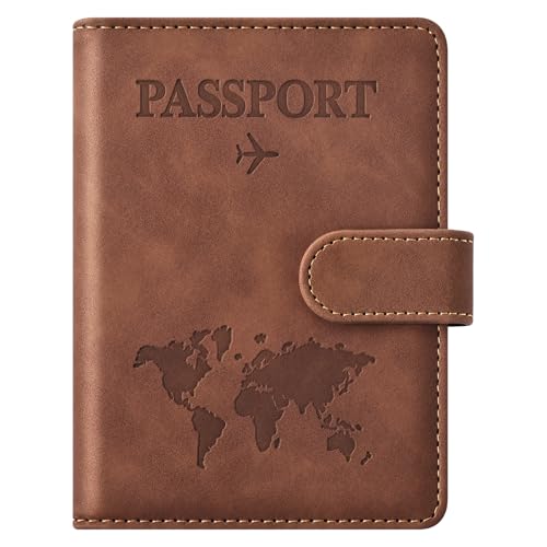 Passport Holder for Travel Essentials (brown / Magnetic Clasp)