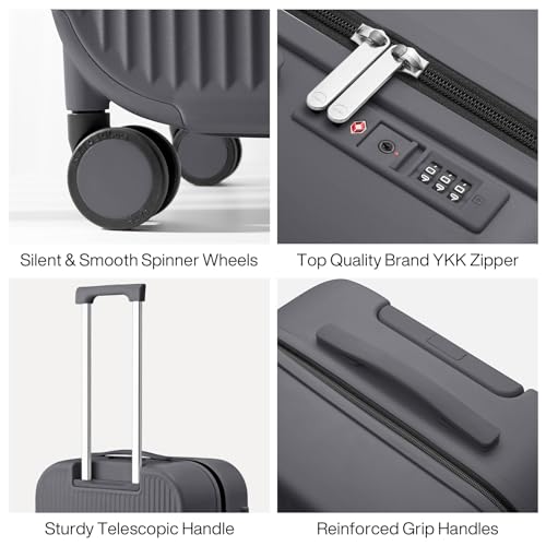 26 Inch Large Checked Luggage PC Hardshell Suitcases with Wheels for Travel Woman Men (Rock Gray TSA2 / 26-inch)