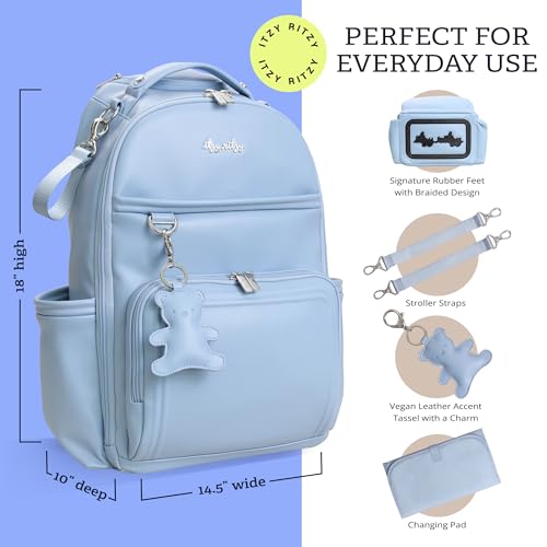 Boss Plus Large Diaper Bag Backpack with 19 Pockets (Teddy Blue)