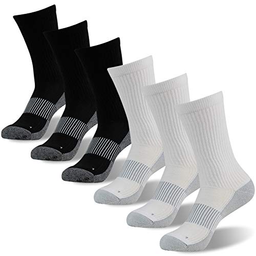 6 Pairs Copper Running Socks (Large-X-Large / 6 Pairs-3 White Crew&3 Black Crew)
