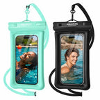 IP68 Waterproof Phone Pouch 2 Pack (Aqua Green Black 2 pack)