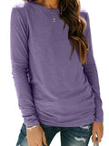 Long Sleeve Shirts for Women Casual Crewneck Tops Basic Tees (XX-Large / 01lavenderpurple)