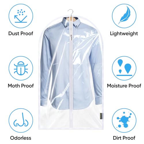 12PK Clear Garment Bags for Hanging Clothes (48" 12PK / Clear)