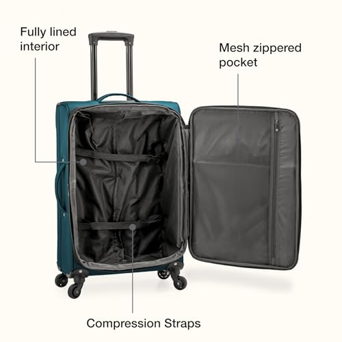 Anzio Softside Expandable Luggage with Spinner Wheels (Teal / 22-Inch Carry-on)