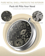 Pill Box 3 Compartment Portable Travel Medicine Box with Mirror (Black Universe)