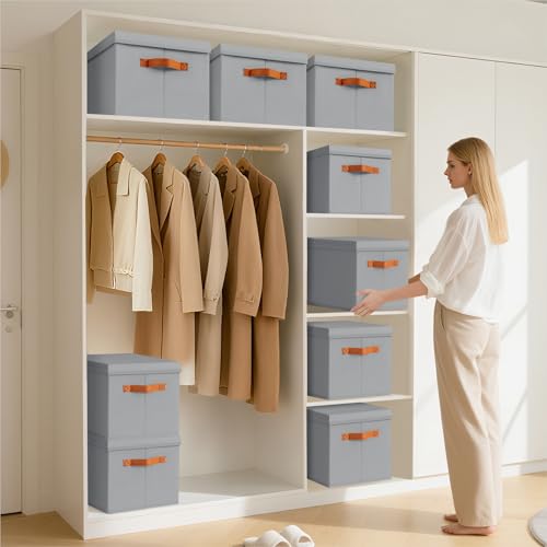 Storage Bins with Lids (Grey / XL(6-Pack))
