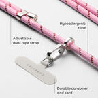 8mm Rope Cross Body Strap with Card (8mm / Charcoal With Silver Clasp)