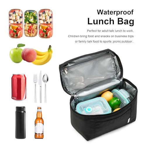 NOL Insulated Lunch Bags for Women Cooler Bag Lightweight Nylon Waterproof Lunch Box For Work (New black / Medium (8 Liters))