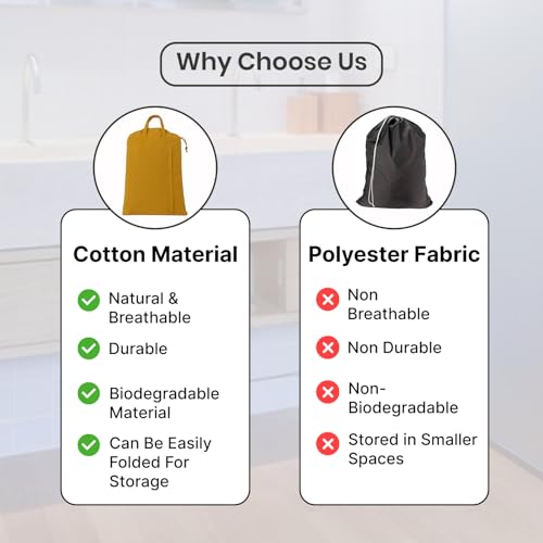 LFH Home Cotton Rich Canvas Large Laundry Bag with Handle (28”x40” / Yellow)