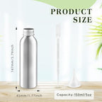 8 Pcs 150ml 5oz Aluminum Bottle Refillable Liquid Container Aluminum Vial Bottles with Screw Cap for Cosmetic Toiletries (5 fl oz)
